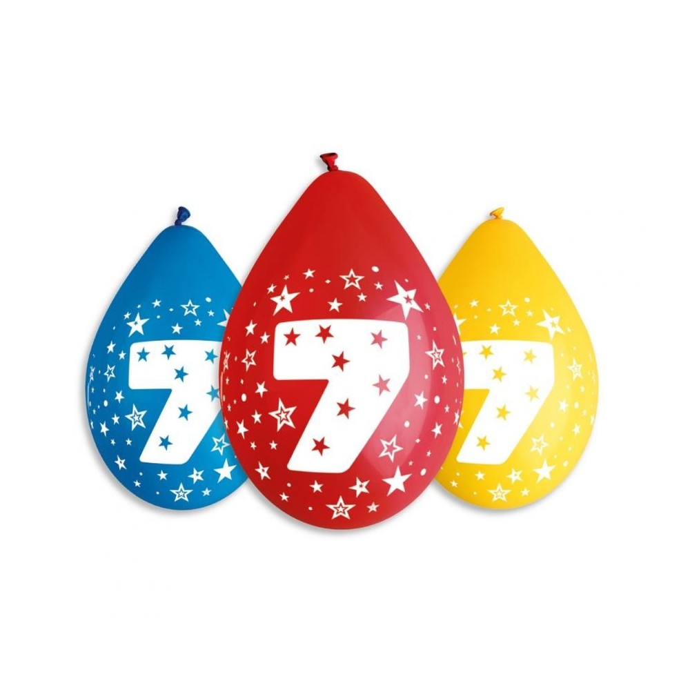 Happy Birthday Star Happy Birthday 7 hanging balloons, set of 5 balloons, 12 inch (30 cm)