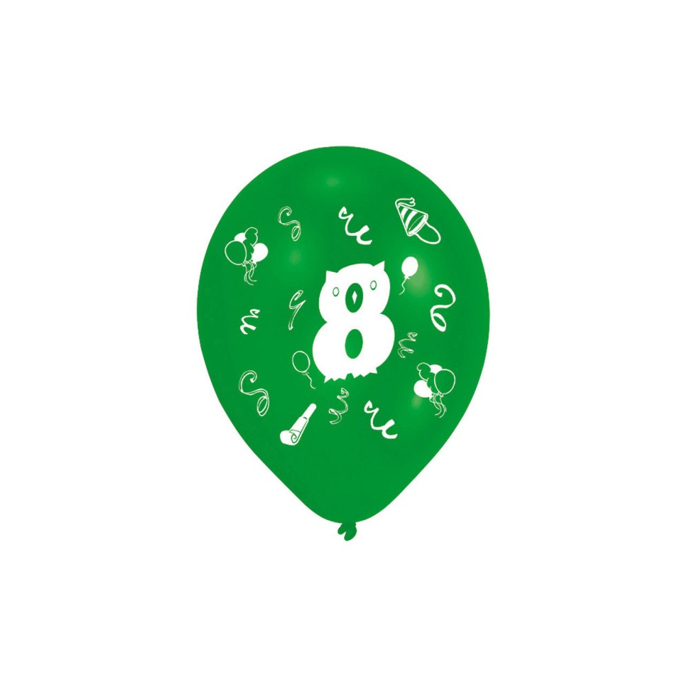 Happy Birthday Ribbon Happy Birthday 8 balloons, pack of 8 balloons 10 inch (25.4 cm)