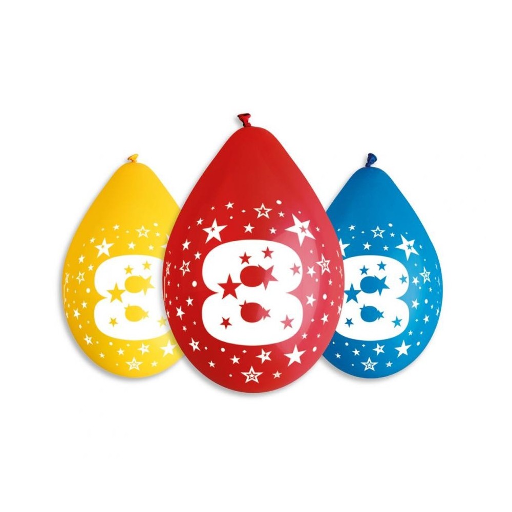 Happy Birthday Star Happy Birthday 8 Hanging Balloons, 5 pcs 12 inch (30 cm)