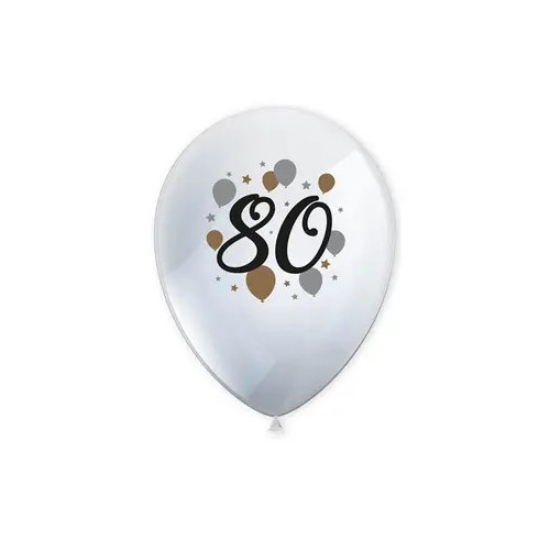 Happy Birthday Milestone Happy Birthday 80 Balloons, 6 pcs 11 inch (27.5 cm)