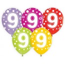 Happy Birthday Dots Happy Birthday 9 balloons, 5-piece set 12 inches (30cm)