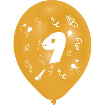 Happy Birthday Ribbon Happy Birthday 9 balloons, 8-piece balloon set 10 inch (25.4cm)