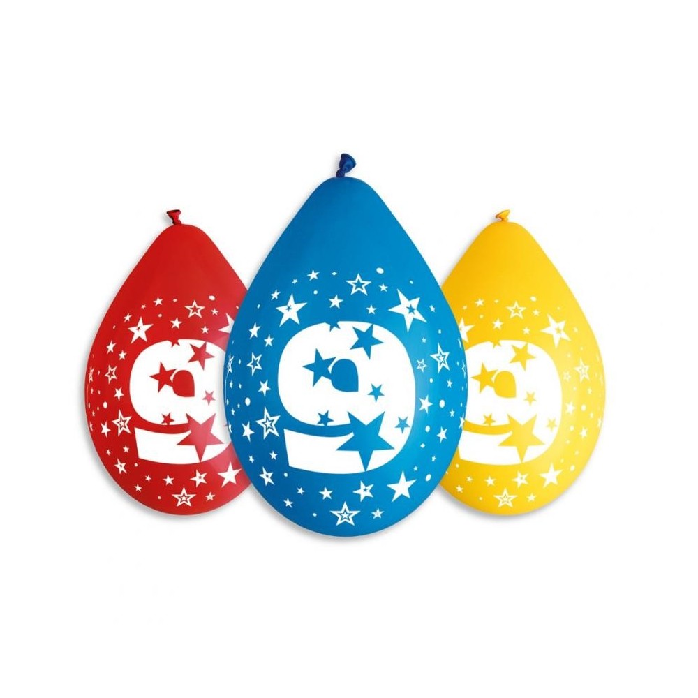 Happy Birthday Star Happy Birthday 9 hanging balloons, 5-pack 12 inch (30 cm)