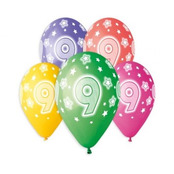 Happy Birthday Star Happy Birthday 9 balloons, 5-piece set 13 inch (33 cm)