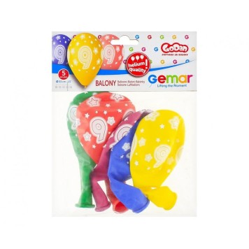Happy Birthday Star Happy Birthday 9 balloons, 5-piece set 13 inch (33 cm)