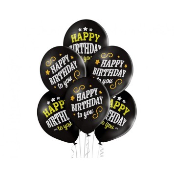 Happy Birthday Black Happy Birthday balloon, 6 pcs 12 inch (30cm)