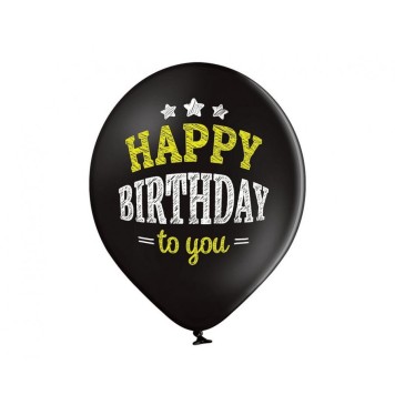 Happy Birthday Black Happy Birthday balloon, 6 pcs 12 inch (30cm)