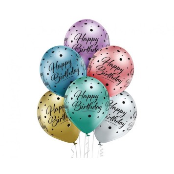 Happy Birthday Happy Birthday Glossy Balloon, 6 pcs 12 inch (30cm)