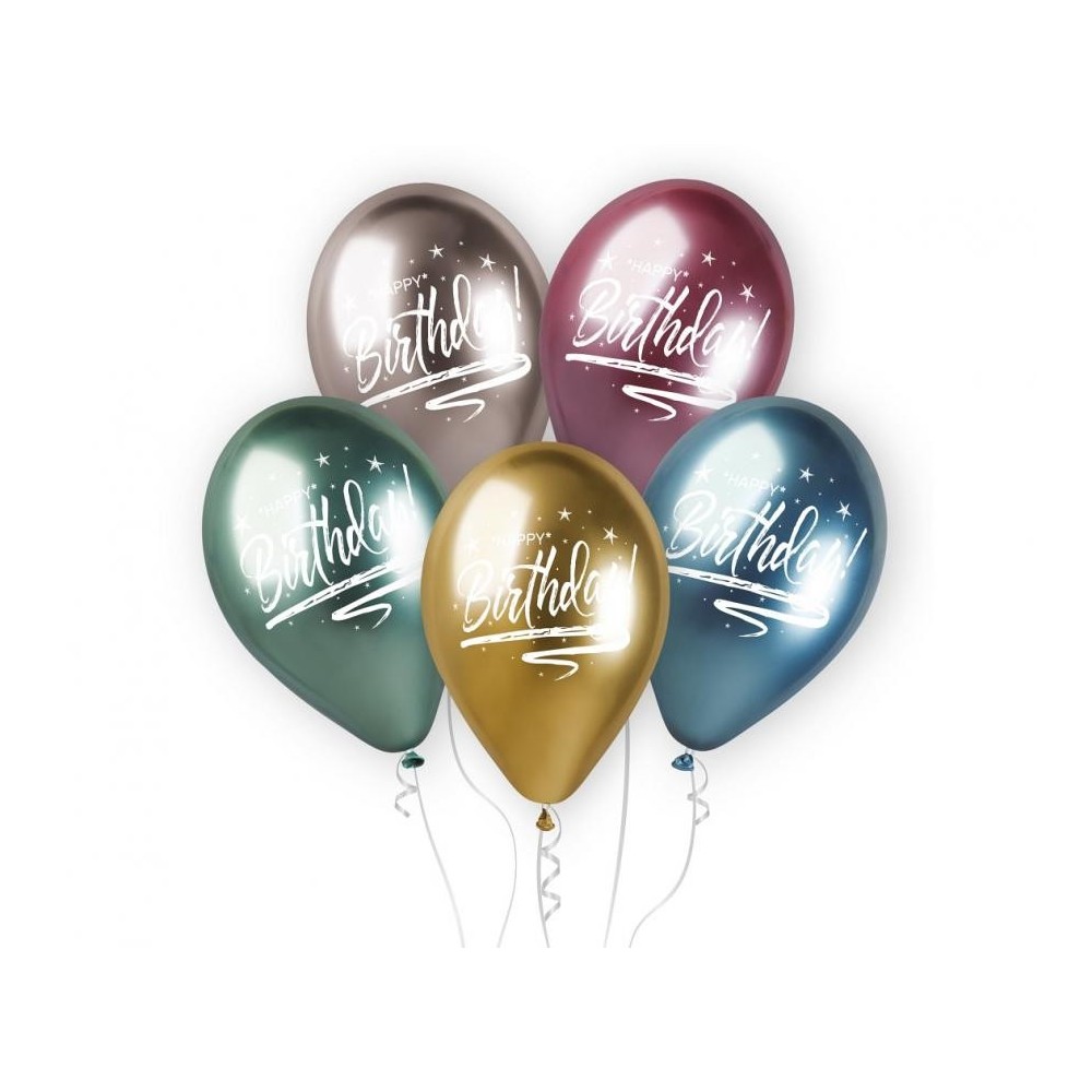 Happy Birthday Happy Birthday Shiny Balloon Set, 5 pcs 13 inch (33 cm)