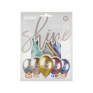 Happy Birthday Happy Birthday Shiny Balloon Set, 5 pcs 13 inch (33 cm)