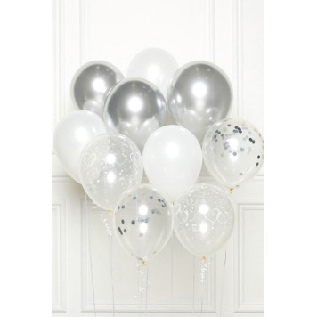 Colour Silver Happy Birthday balloon, set of 10 pieces 11 inch (27.5cm)