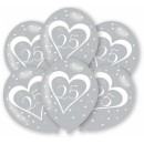Anniversary Silver 25th balloon, 6 pcs balloons 11 inch (27.5 cm)