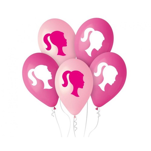 Princess My Pink World Ponytail Princess Balloon, 5 pcs 12 inch (30 cm)