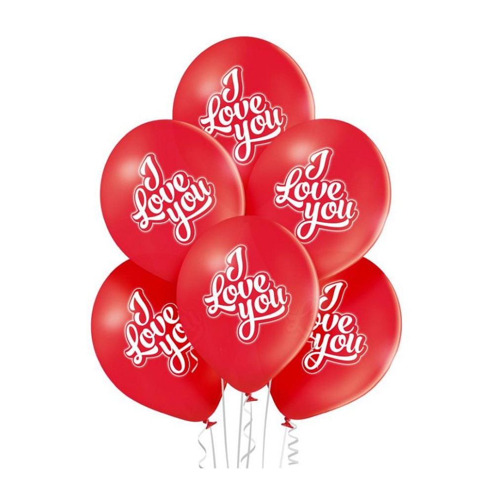 Love I Love You Red balloon 6 pcs 12 inch (30 cm)