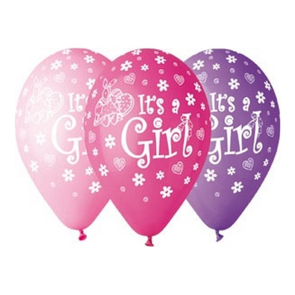 Colour It's a Girl balloon, 5 pcs set, 12 inch (30 cm)