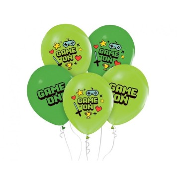 Gamer Game On Toy Balloon, 5 pcs 12 inch (30cm)