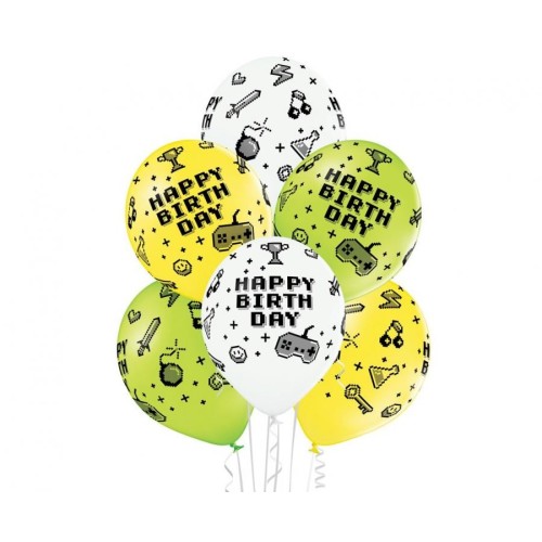 Gamer Gamer Birthday Birthday Toy Balloon, 6 pcs 12 inch (30cm)