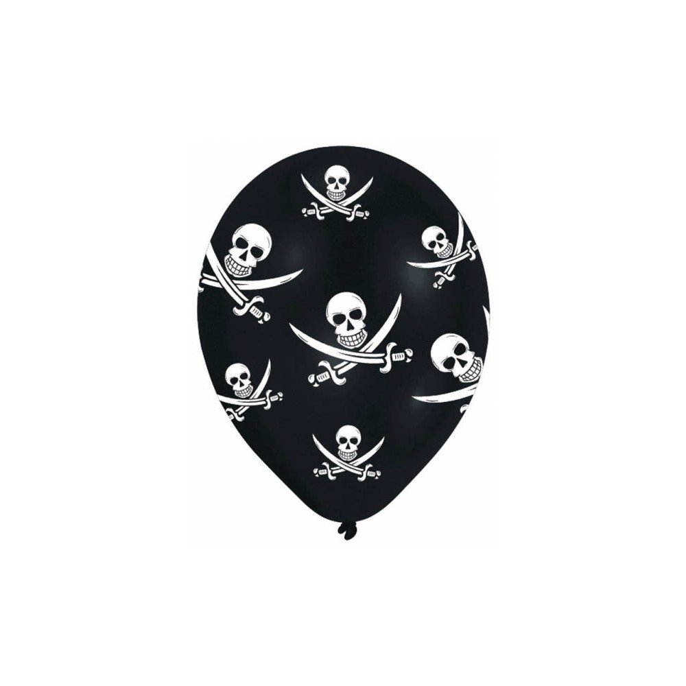 Pirate Jolly Roger balloon, 6-pack 11 inch (27.5cm)