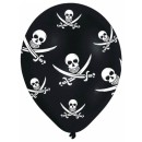 Pirate Jolly Roger balloon, 6-pack 11 inch (27.5cm)