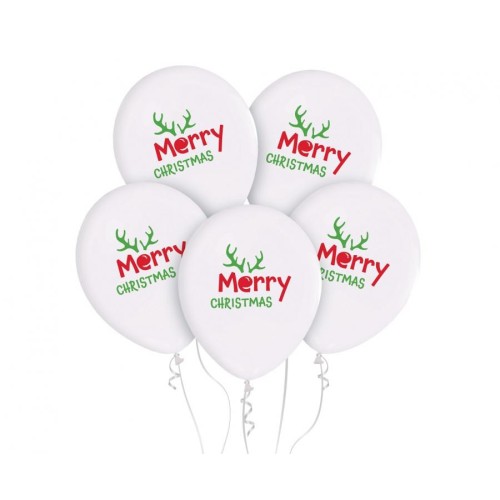 Merry Christmas Antler, balloon, 5 pcs 12 inch (30cm)