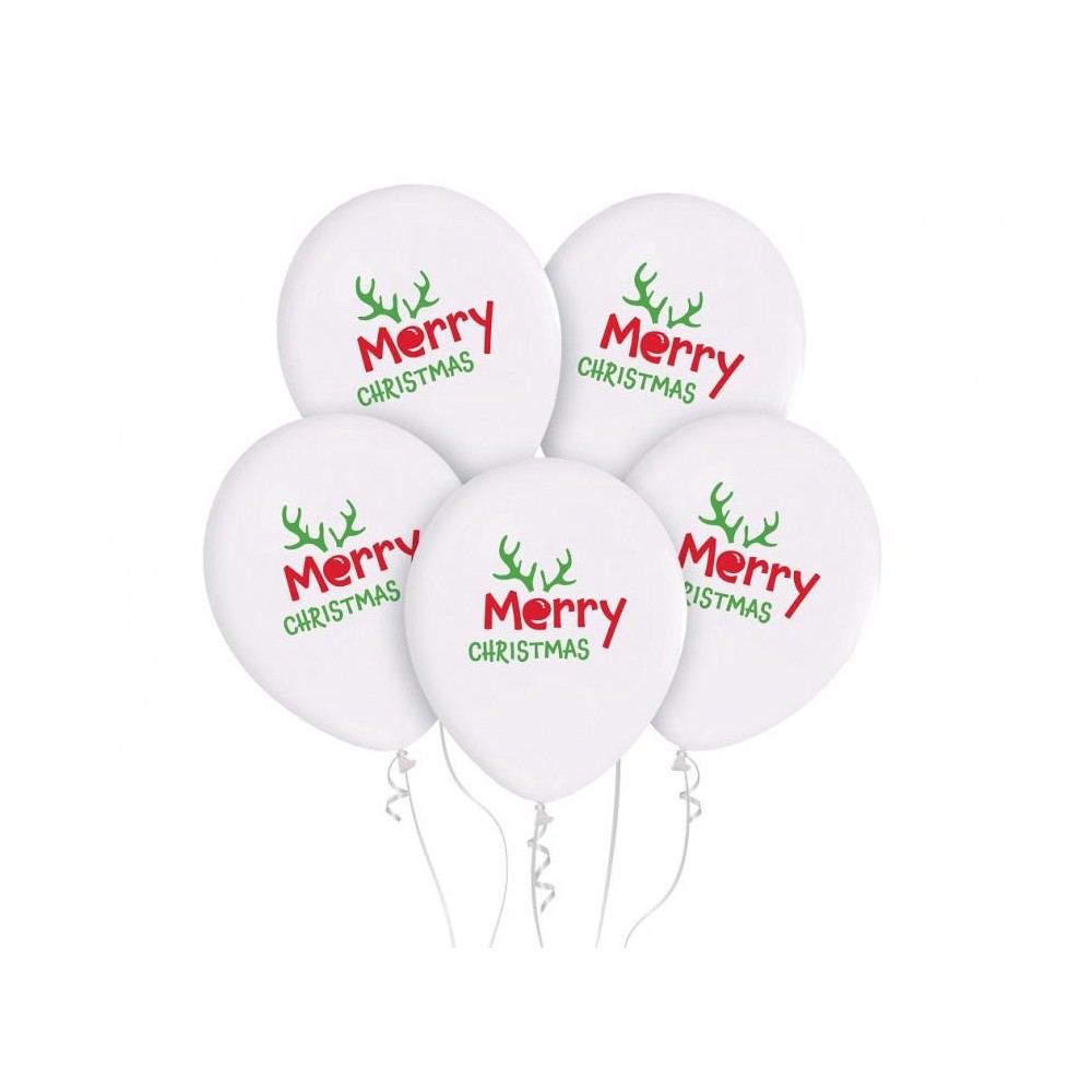Merry Christmas Antler, balloon, 5 pcs 12 inch (30cm)