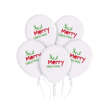 Merry Christmas Antler, balloon, 5 pcs 12 inch (30cm)