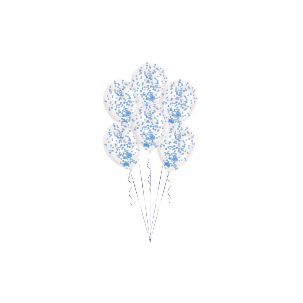 Colour Blue Blue confetti-filled balloon, 6 pcs 11 inch (27.5 cm)