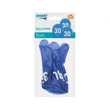 Happy Birthday Blue Blue Happy Birthday 30 balloons, pack of 5, 12 inch (30cm)