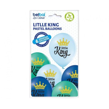 Happy Birthday Little King balloon, 6 pcs 12 inch (30cm)