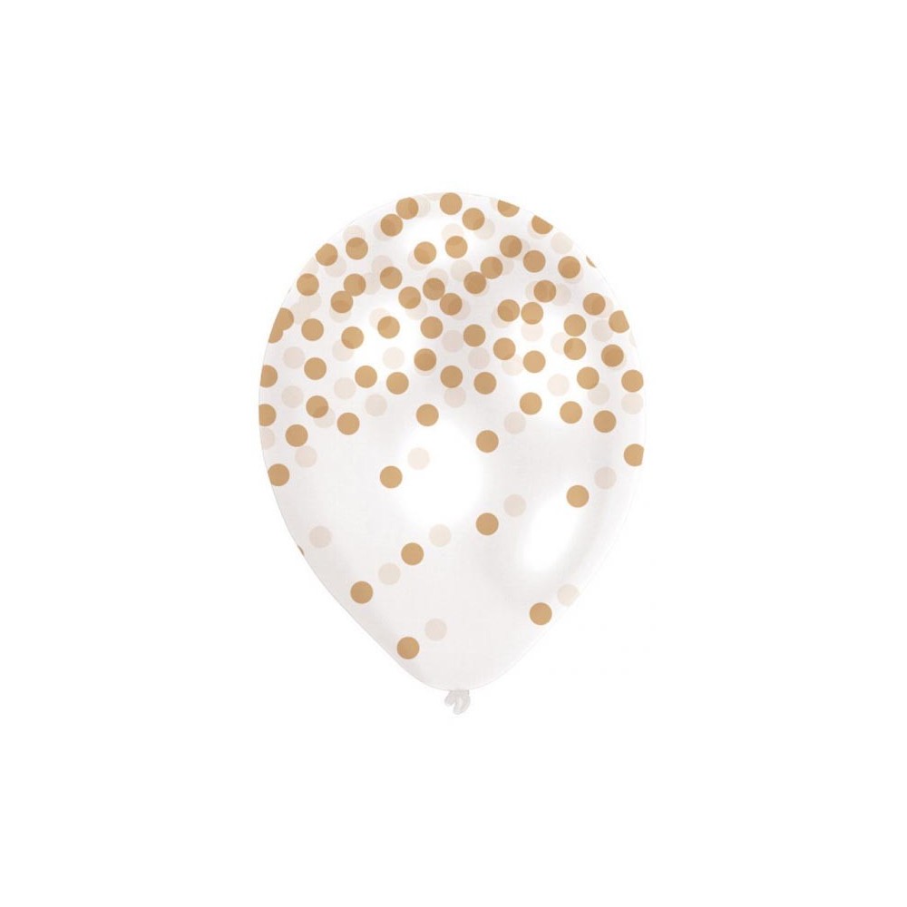 Colour Gold Confetti Balloon, 6 pcs 11 inch (27.5cm)