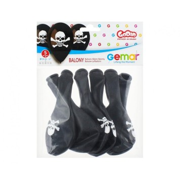 Skull Black air-balloon, balloon 5 pieces 12 inch (30 cm)