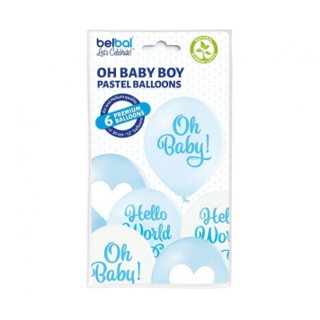 Baby Oh Boy balloon, pack of 6, 12 inches (30cm)