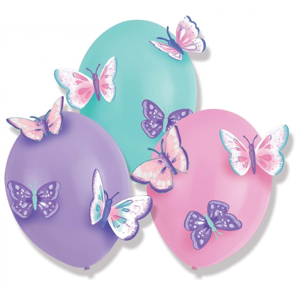 Butterfly Flutter balloon, 3-piece set with accessories 14 inches (35.5 cm)