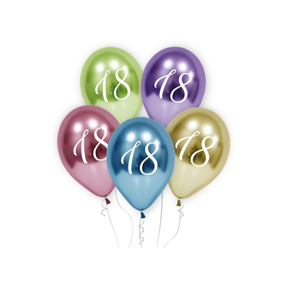 Happy Birthday Platinum  Platinum Happy Birthday 18 balloon, 5 pieces 12 inch (30cm)