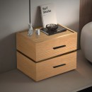 Table de chevet en bois marron 2 tiroirs 60x40x44,5 cm
