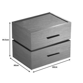 Table de chevet en bois marron 2 tiroirs 60x40x44,5 cm

