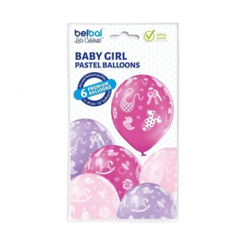 Baby Baby Girl Pink Girl Balloon Set, 6 pcs 12 inch (30cm)