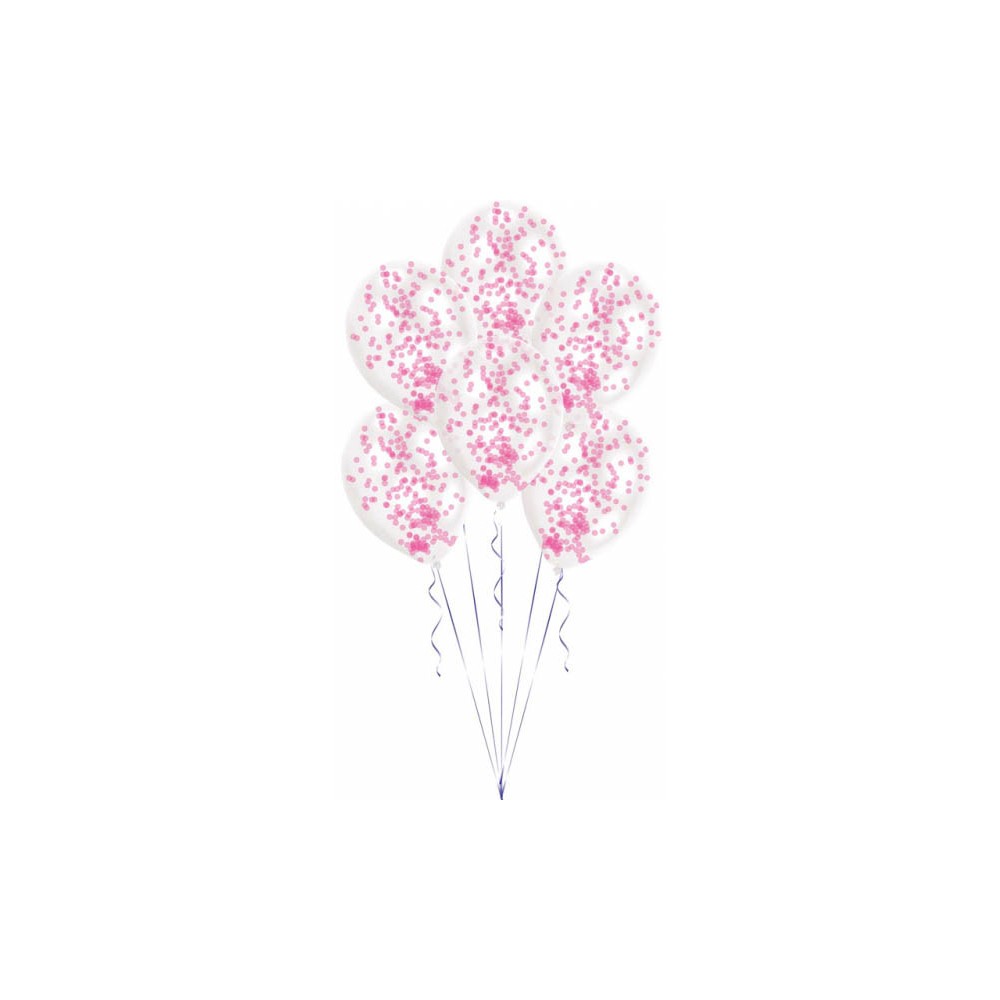 Colour Pink Pink confetti-filled balloon, 6 pcs 11 inch (27.5 cm)