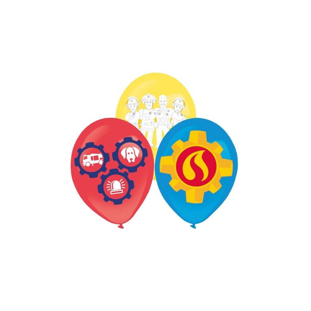 Fireman Sam Teamwork balloon, 6 pcs 11 inch (27.5 cm)