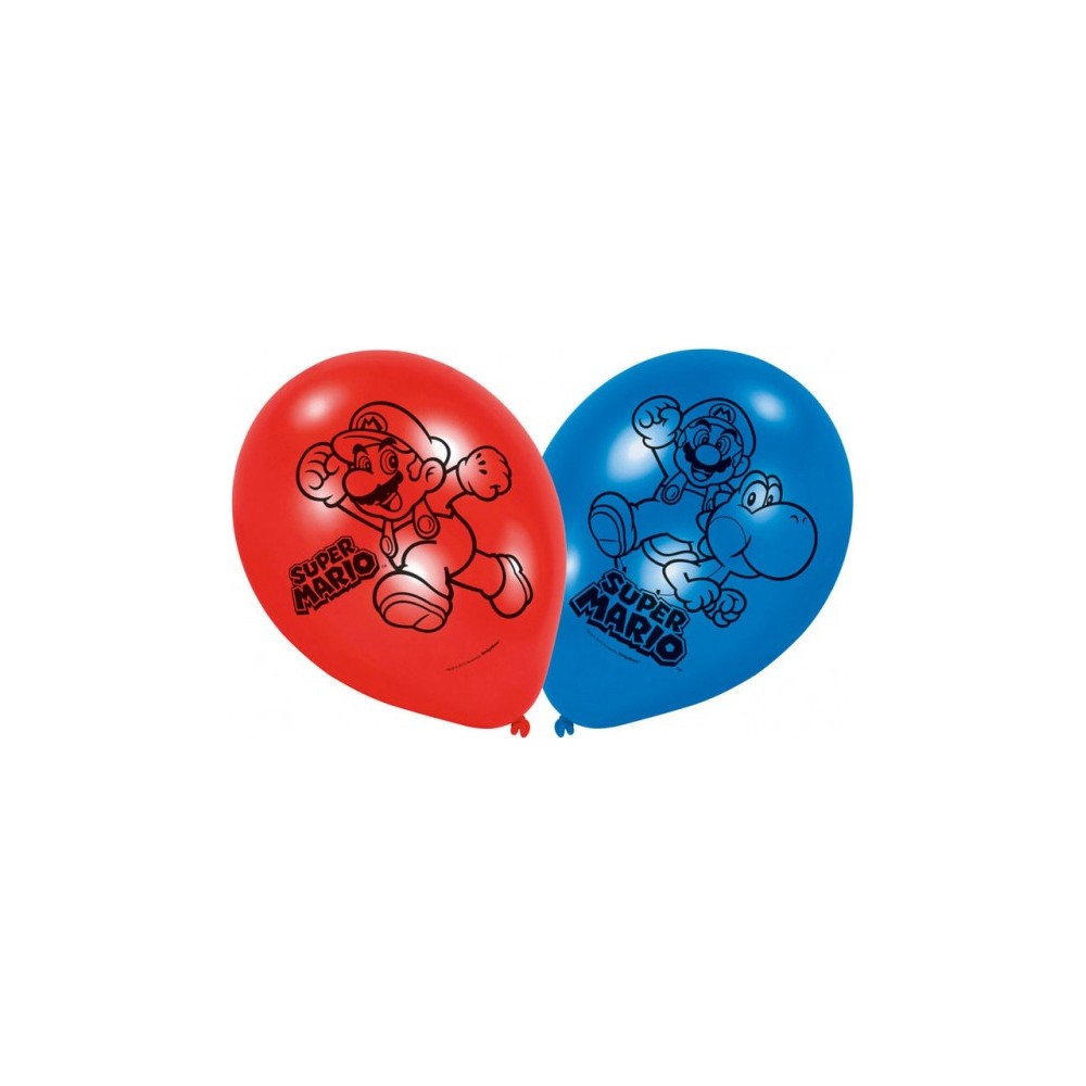 Super Mario Mushroom balloon, 6 pcs 9 inch (22.8 cm)