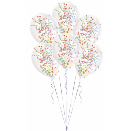 Colour Colorful confetti-filled balloon, 6 pcs 11 inch (27.5 cm)