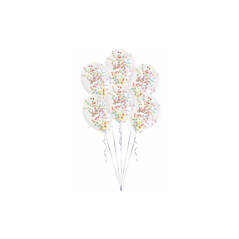 Colour Colorful confetti-filled balloon, 6 pcs 11 inch (27.5 cm)