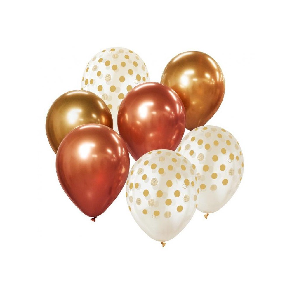 Colour Colour Gold-Copper Balloon Set, 7 pcs 12 inch (30cm)