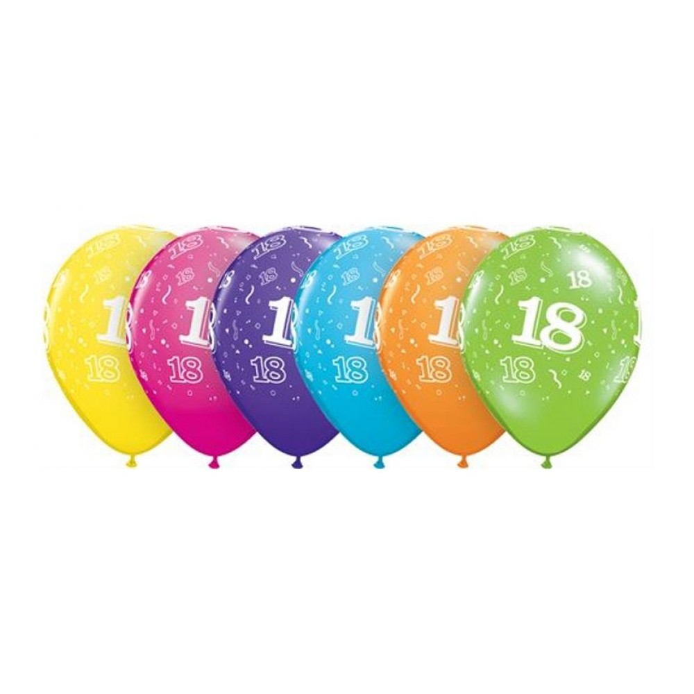 Happy Birthday Pastel Mix Colorful Happy Birthday 18 balloon, 6 pcs 11 inches (28cm)