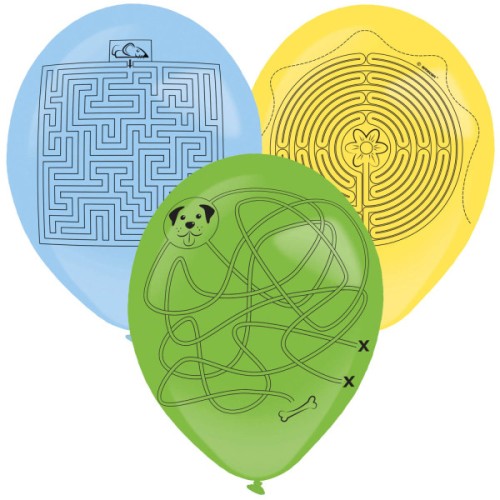 Colour Labyrinth maze balloon, 3 pcs set with pen 14 inch (35.5 cm)