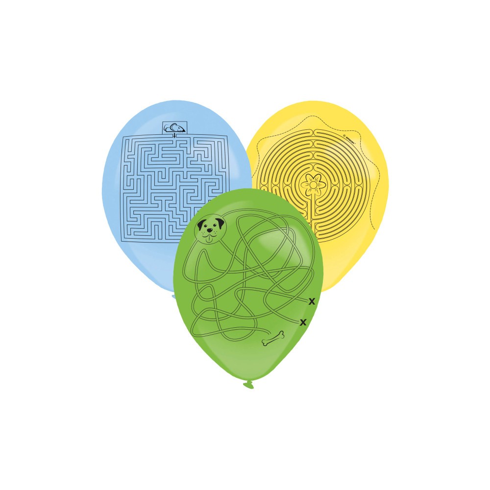 Colour Labyrinth maze balloon, 3 pcs set with pen 14 inch (35.5 cm)