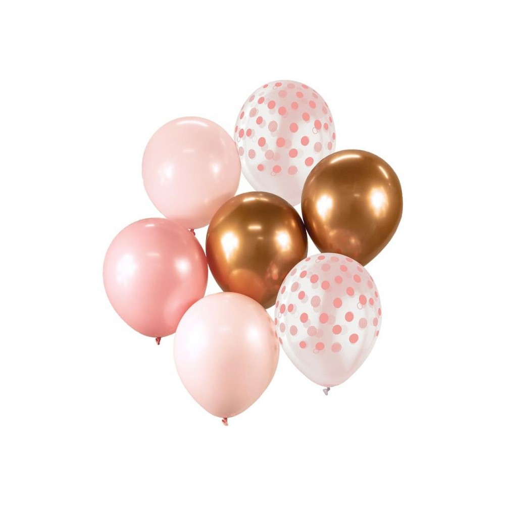 Colour Pink-Copper balloon set of 7 pcs 30cm (12 inch)