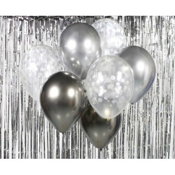 Colour Silver-Graphite balloon set, 7 pcs 12 inch (30cm)