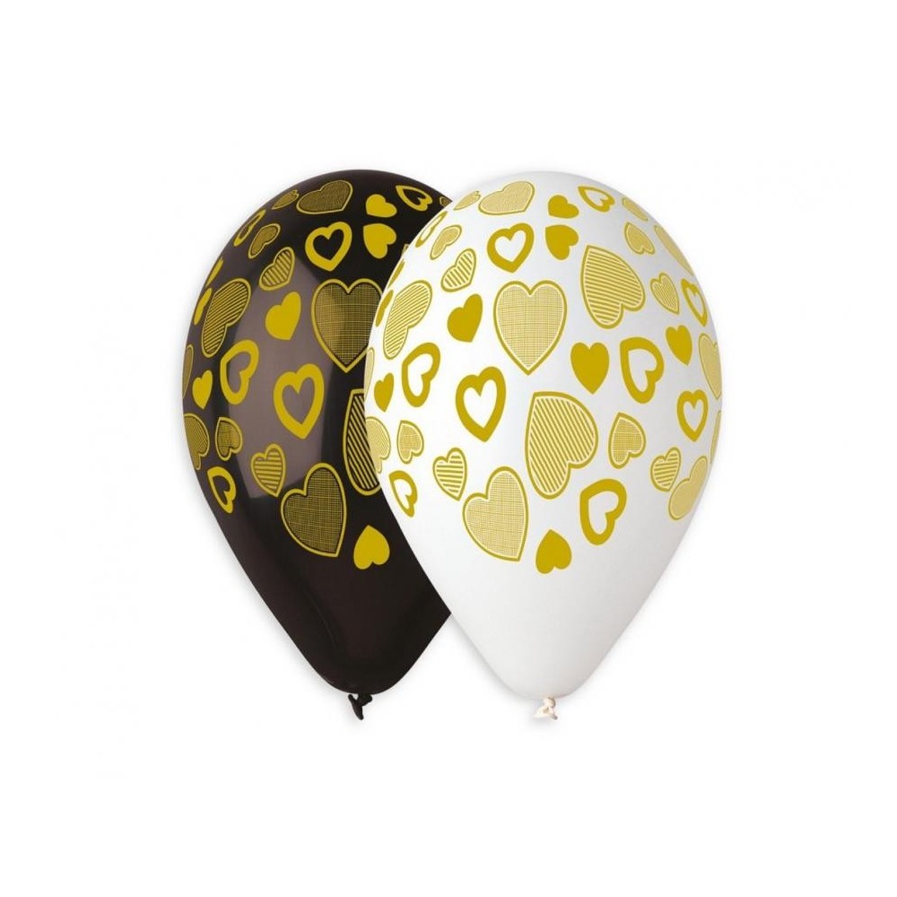 Love Golden Hearts, Heart Balloon, 5-piece 13 inch (33 cm)