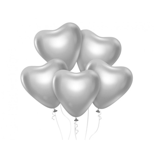 Love Platinum Silver Heart Balloon, 6 pcs 12 inch (30 cm)